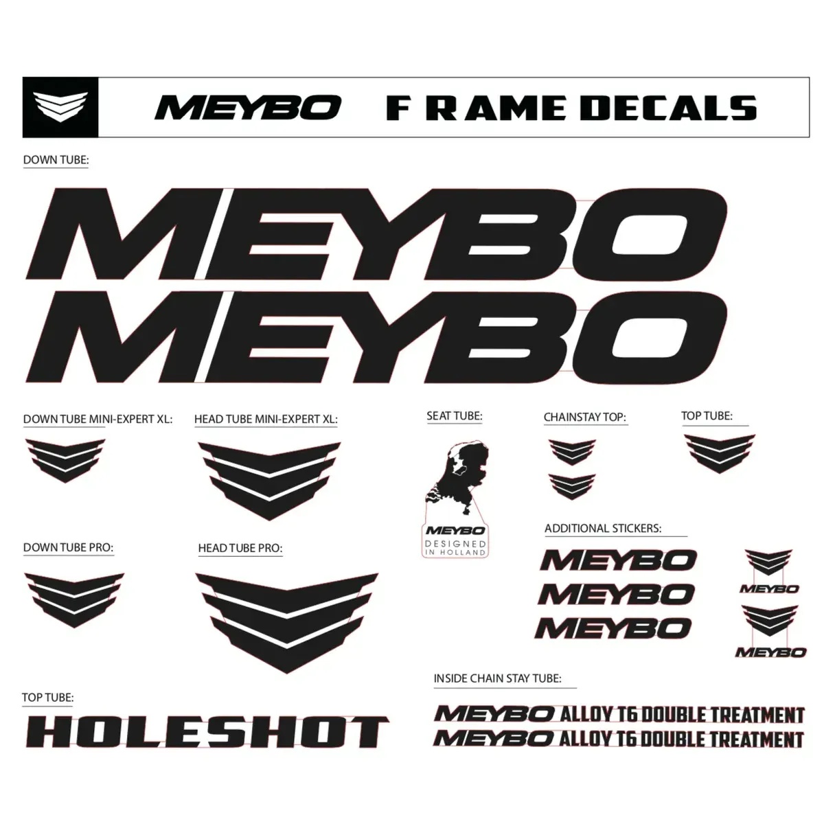 Meybo Universal Frame Decals Black